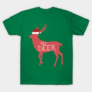 Funny Naughty Deer Nice Deer Couple Matching Christmas Gift T-Shirt